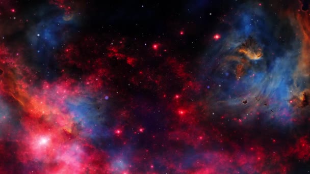 深宇宙4K宇宙の赤い星雲への宇宙飛行 — ストック動画