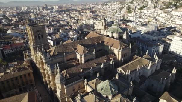 Granada Kathedraal Stadsgezicht Spanje Luchtcirkeling — Stockvideo