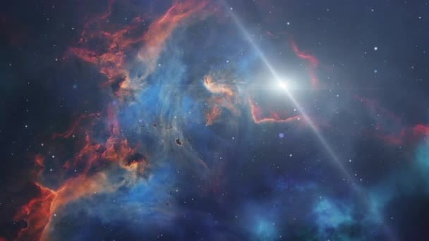 Űrrepülés Ködfelhők Csillagok Nagy Univerzum — Stock videók