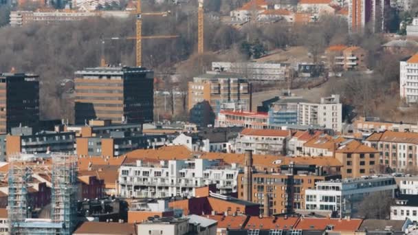 Wohnviertel Der Norwegischen Hauptstadt Oslo Teleschwenk — Stockvideo