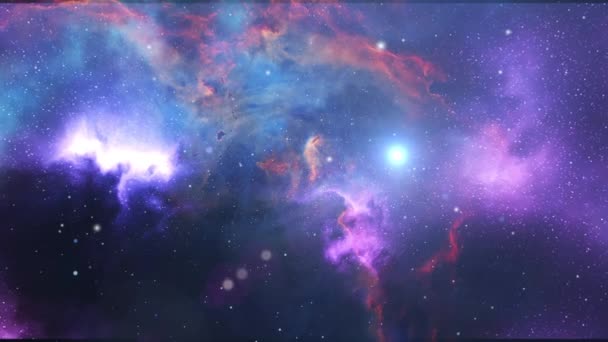 Flying Beautiful Purple Nebula Universe — Stockvideo