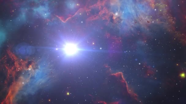 Flight Starfield Cosmic Nebulae — Stockvideo