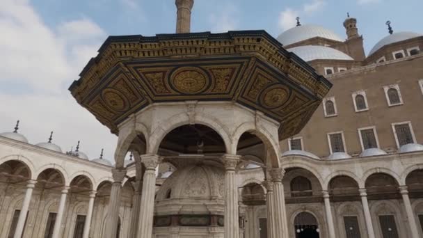 Fontän Tvagning Mitten Gården Moskén Mohammed Ali Kairo Egypten Låg — Stockvideo