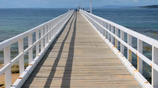 Movimiento Lento Paseo Marítimo Del Mar Recta Jetty Muelle — Vídeos de Stock