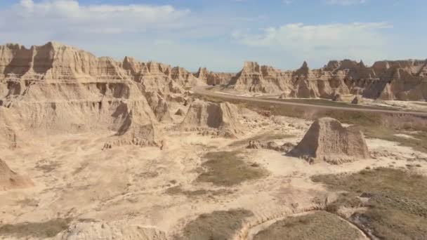 Flygfoto Över Badlands Nationalpark South Dakota — Stockvideo