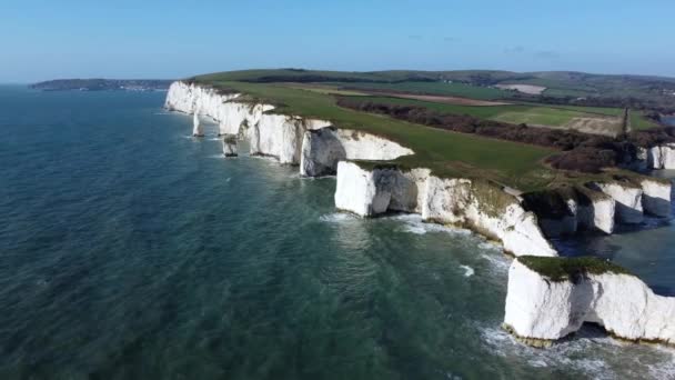 Old Harry Rocks Low Level Reveal — Stock Video