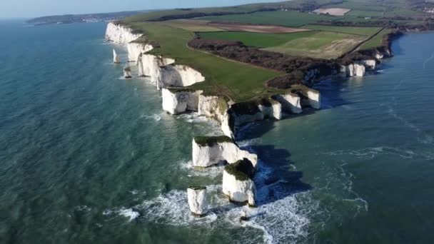 Old Harry Rocks Pull Back Away — Stock Video