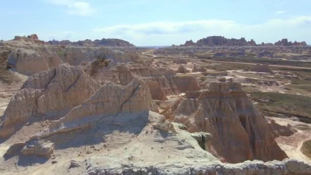 Desert Eroded Mountains Hills Badlands National Park South Dakota — Stockvideo