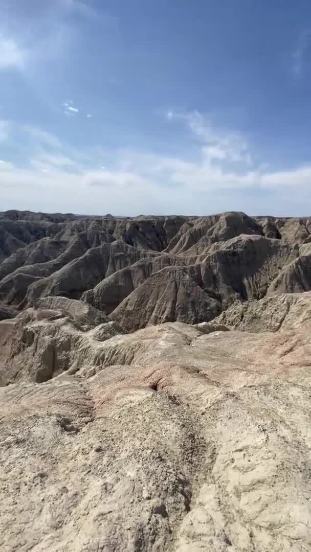 Vista Panorâmica Vertical Parque Nacional Badlands Dakota Sul — Vídeo de Stock