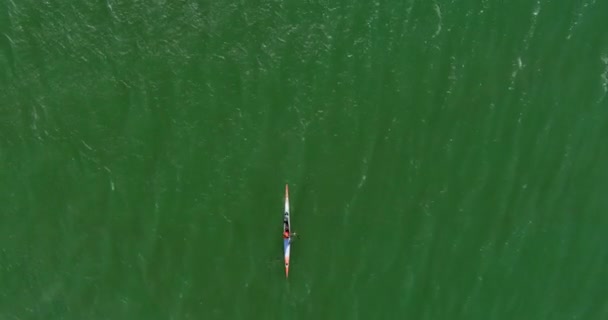 Birds Eye View Person Kayaking Lagoon Beach Cape Town South — стоковое видео