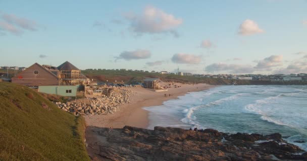 Scenic Seascape Fistral Beach Newquay Cornwall England Static Shot — Vídeo de stock