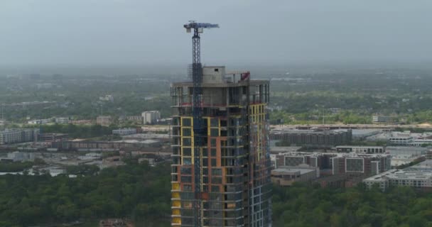 Houston Inşaat Halindeki Binanın Insansız Hava Aracı Görüntüsü — Stok video