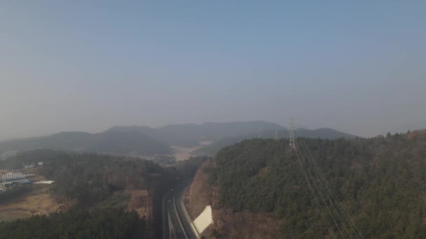 Чудова Повітряна Панорама Пагорбів Лісів Південній Кореї — стокове відео