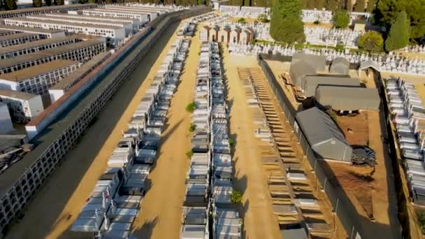 Tiro Inverso Drone Del Cementerio San Fernando Sevilla — Vídeo de stock