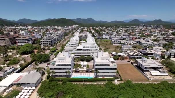 Aerial Break Away Neat Developed Brazilian Coastal City Jurere International — 비디오