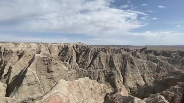 Park Narodowy Badlands Południowa Dakota Niesamowity Krajobraz Spowodowany Wiatrem Erozją — Wideo stockowe