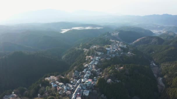 Japonya Daki Nara Yoshino Dağları Nın Hava Görüntüsü Old Town — Stok video