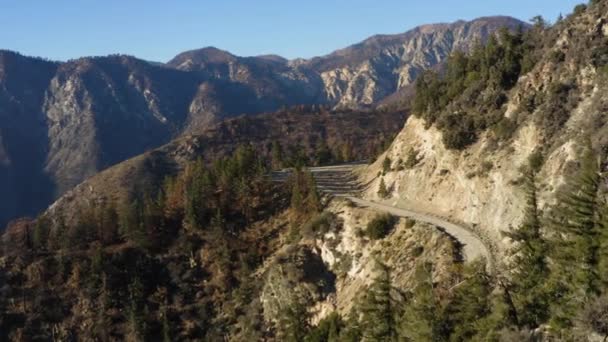 Road San Gabriel Mountains Aerial View Landscape California — Vídeos de Stock