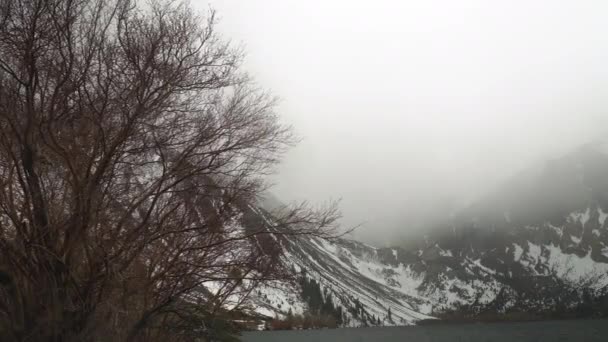 Winter Landscape Mountains Valley Snow Covered Convict Lake Mono County — Wideo stockowe