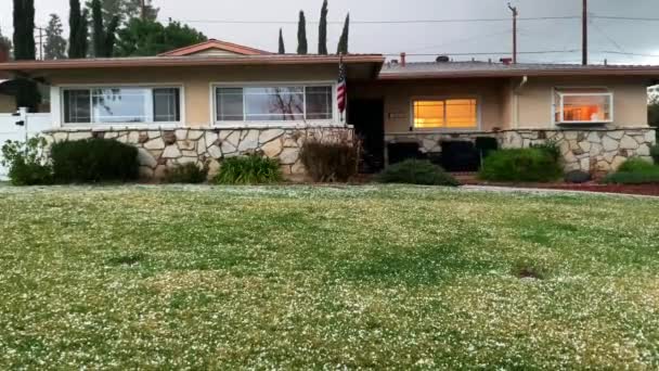 Storm Hail Stone Heavy Rain Extreme Weather Condition California Usa — Vídeos de Stock