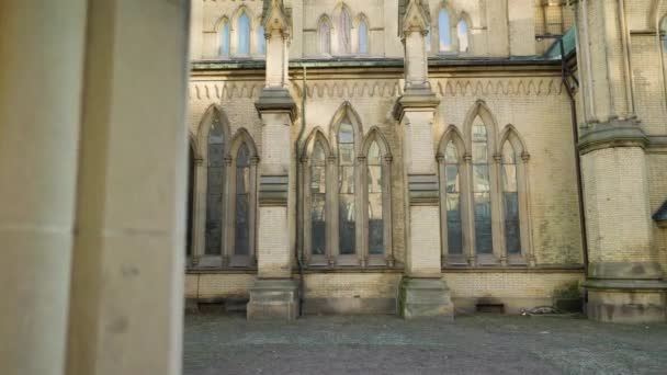 Stained Glass Window Bays Structural Masonry Buttress Gothic Cathedral Exterior — Video