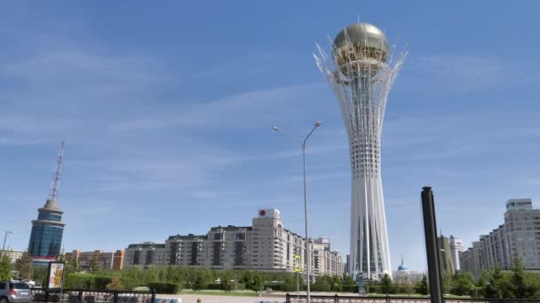 Baiterek Toren Astana Nursultan Kazachstan Centrum Symbool Van Post Onafhankelijkheid — Stockvideo