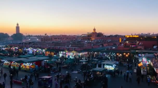 Jamaa Fna Meydanı Gece Fas Marakeş — Stok video