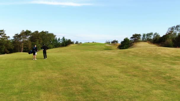 Caddie Golfista Campo Golfe Molndal Perto Gotemburgo Suécia Vista Estática — Vídeo de Stock