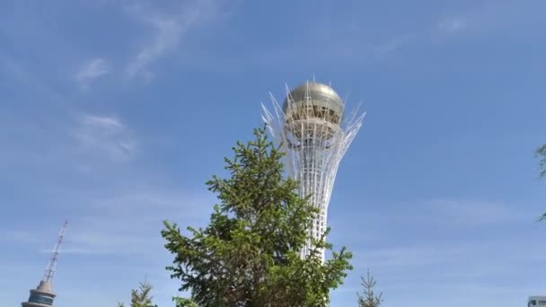 Torre Observação Baiterek Nur Sultan Capital Cazaquistão Atração Turística Popular — Vídeo de Stock