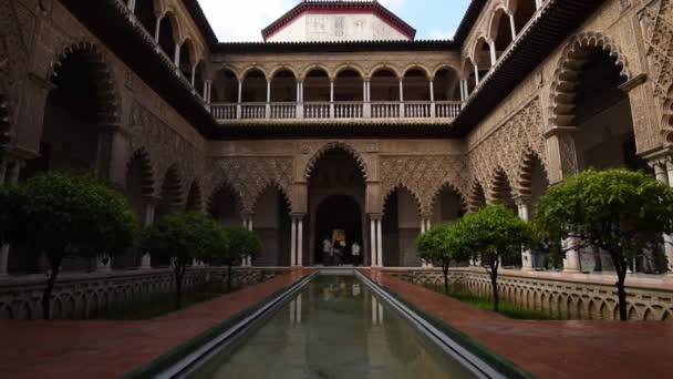 Patio Las Doncellas Courtyard Maidens Real Alcazar Seville Andalusia Spain — 비디오