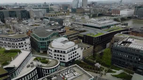 Panoramic View Shard London Cloudy Day Aerial — Stock Video