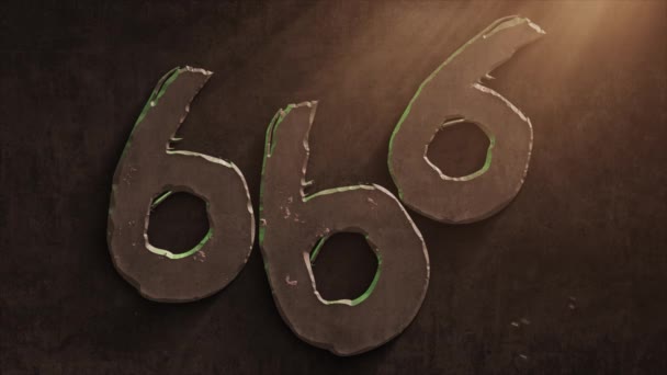 Високоякісна Драматична Графіка 666 Символу Диявола Швидко Руйнується Іржавіє Розпадається — стокове відео