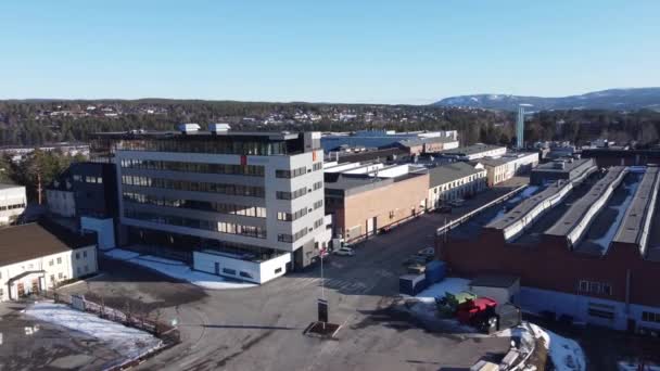 Produttore Norvegese Armi Militari Kongsberg Defence Aerospace Headquarter Norway Aerial — Video Stock