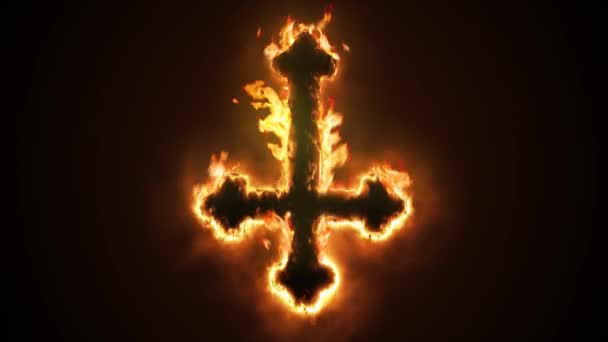 Spännande Och Mycket Känslosam Avslöja Animation Utsmyckad Inverterad Satanisk Crucifix — Stockvideo