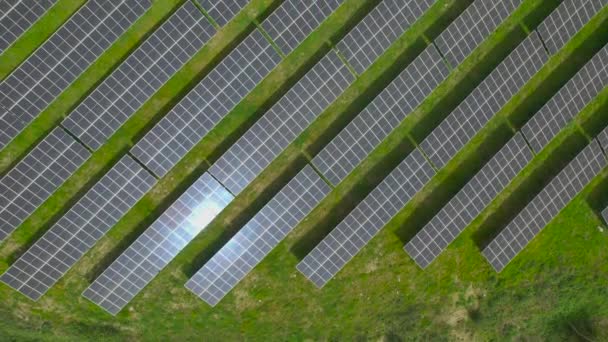 Opnamen Van Zonnepanelen Een Zonneboerderij — Stockvideo