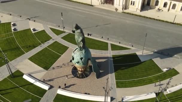 Belgrado Serbia Vista Aérea Del Monumento Stefan Nemanja Plaza Frente — Vídeos de Stock