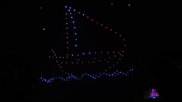 Drone Show Lights Flying Drones Night Skies — Vídeos de Stock