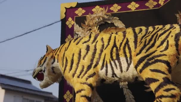 Тигр Выставлялся Выставке Float Фестивале Sagicho Matsuri — стоковое видео