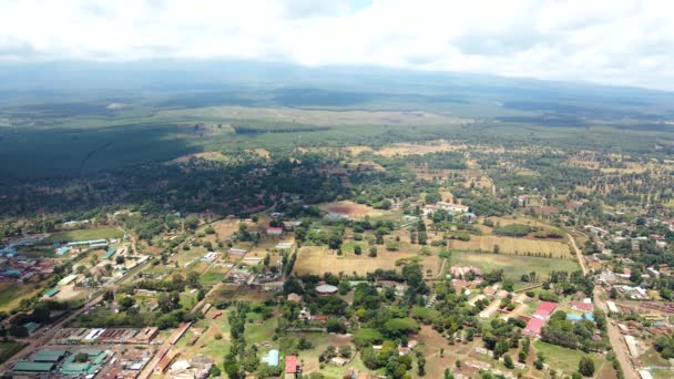 Aerial Drone View Open Air Market Loitokitok Town Kenya Mount — Stock Video