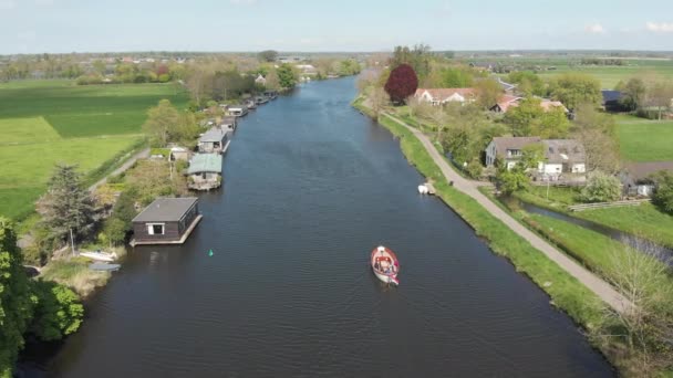 Sloop Vela Sul Fiume Vecht Utrecht Paesi Bassi Drone — Video Stock