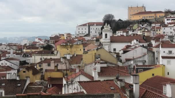 Панорама Через Лісабон Показує Червоні Дахи — стокове відео