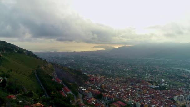 Vista Aérea Que Muestra Ciudad Palermo Sicilia Durante Día Nublado — Vídeos de Stock