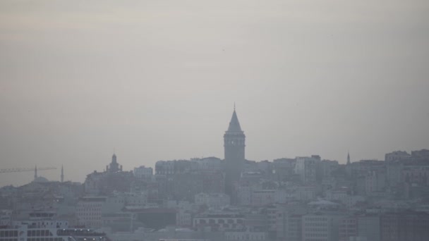 Torre Galata Día Brumoso Estambul — Vídeos de Stock