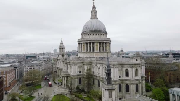Зовнішній Вигляд Собору Святого Павла Лондоні Велика Британія Повітрям — стокове відео