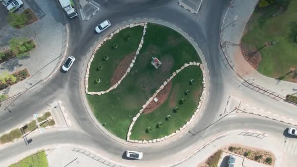 Roundabout Tiro Aéreo Cima Cidade Netivot Israel — Vídeo de Stock