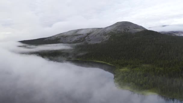 Mountain Lake Misty Morning Lapland — Vídeo de stock