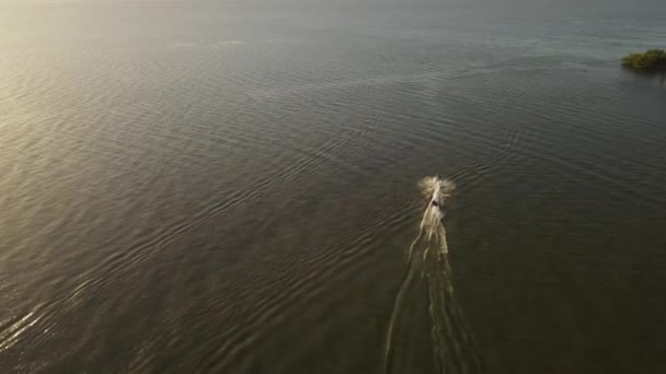 Vue Aérienne Parachutisme Seul Dans Vastes Eaux Mer — Video