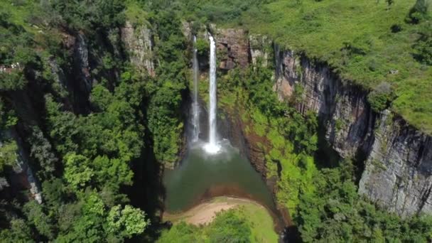 Drone Shot Mac Mac Fall South África Drone Reversing Waterfall — Vídeo de Stock