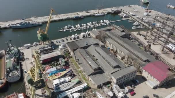 Ancien Atelier Réparation Navale Dans Port Quai Bateau Privé — Video