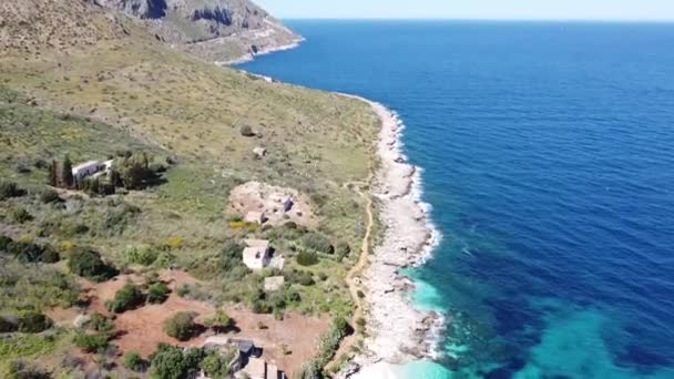 Guardando Est Zingaro Sull Isola Sicilia Italia Bel Tempo Soleggiato — Video Stock